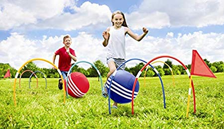 Kovot Giant Kick Croquet Game Set | Includes Inflatable Croquet Balls, Wickets & Finish Flags