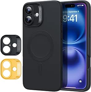 ESR for iPhone16 Plus Case with MagSafe, Camera Control, Supports Magnetic Charging, Smooth & Slim Silicone Case, Shockproof, Full Screen and Camera Protection, Soft Microfiber Lining,Black