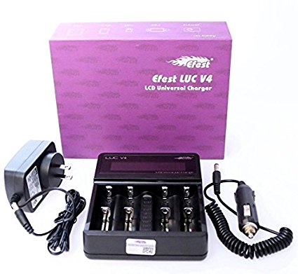 Efest LUC V4 Battery Charger with Included Car Charge Cable