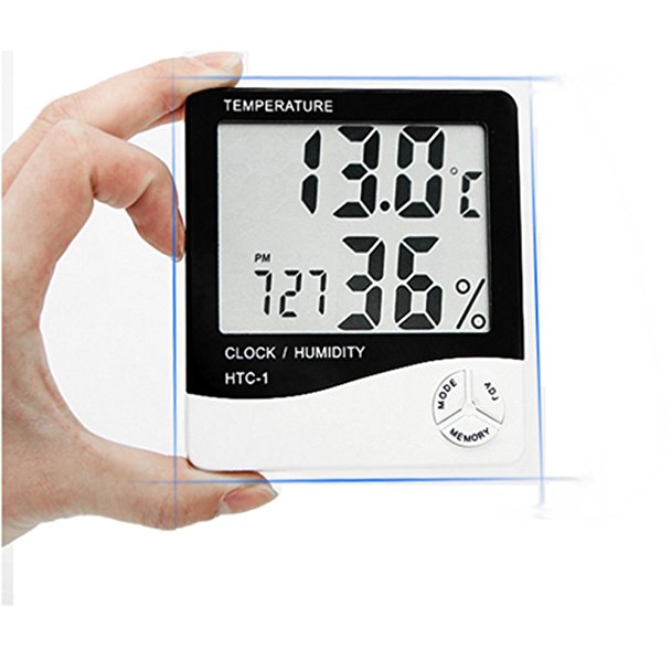 BEMAGSA Digital Hygrometer Thermomenter Indoor Humidity Monitor with Temperature Gauge Humidity Meter,Display Alarm Clock Calendar LCD Multi-function Hygrometer for Baby, Kids,Home,Car,Office