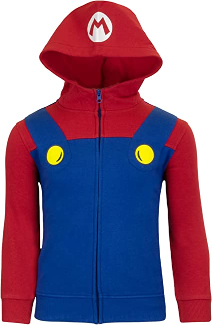 Nintendo Super Mario Bros. Boys Costume Hoodies, Mario and Luigi Zip-Up Costume Hooded Sweatshirts for Boys