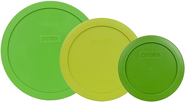 Pyrex 7402-PC (1) Green 1121644 7 Cup & 7201-PC (1) Edamame Green 1119280 4 Cup & 7200-PC (1) Lawn Green 1126210 2 Cup Lid (3-Pack)