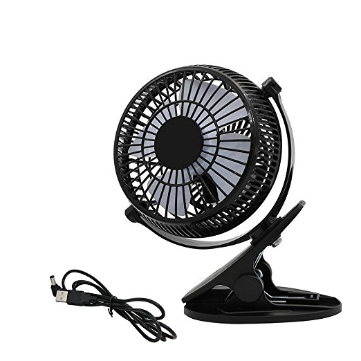 Mini Fan USB, Vegbirt Desk Table Fan, Portable USB Clip-on Fan, Quiet Operation Desk Fan, 2 Speed Cooling Fan,360 Degree Up-Down Desk Fan for Laptop Room Office Outdoor Travel(Black)
