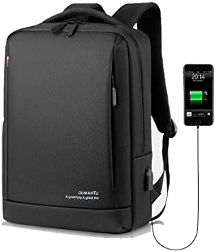 Slim Laptop Backpack Business Travel Durable Laptops Backpack with USB Charging Port College School Computer Bag for Women & Men Fits 15.6 Inch Laptop and Notebook Black