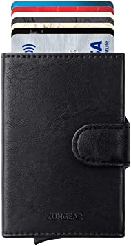 Slim Pop Up Wallet For Men, Leather Credit Card Case Holder RFID Blocking Minimalist Wallets