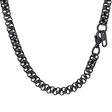 Prosteel Italian Popcorn Chain with Clasp,5.5 mm Wide Chain Necklace 316L Stainless Steel 18K Gold Plated/Black Gun Plated 18" 20" 22" 24" 26" 28" 30" Chunky Chains Men Jewelry PSN2850