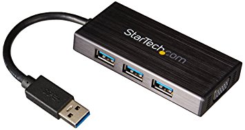 StarTech USB 3.0 to VGA External Monitor Graphics Adapter with 3-Port USB Hub 3.0 Mini Dock (USB32VGAEH3)