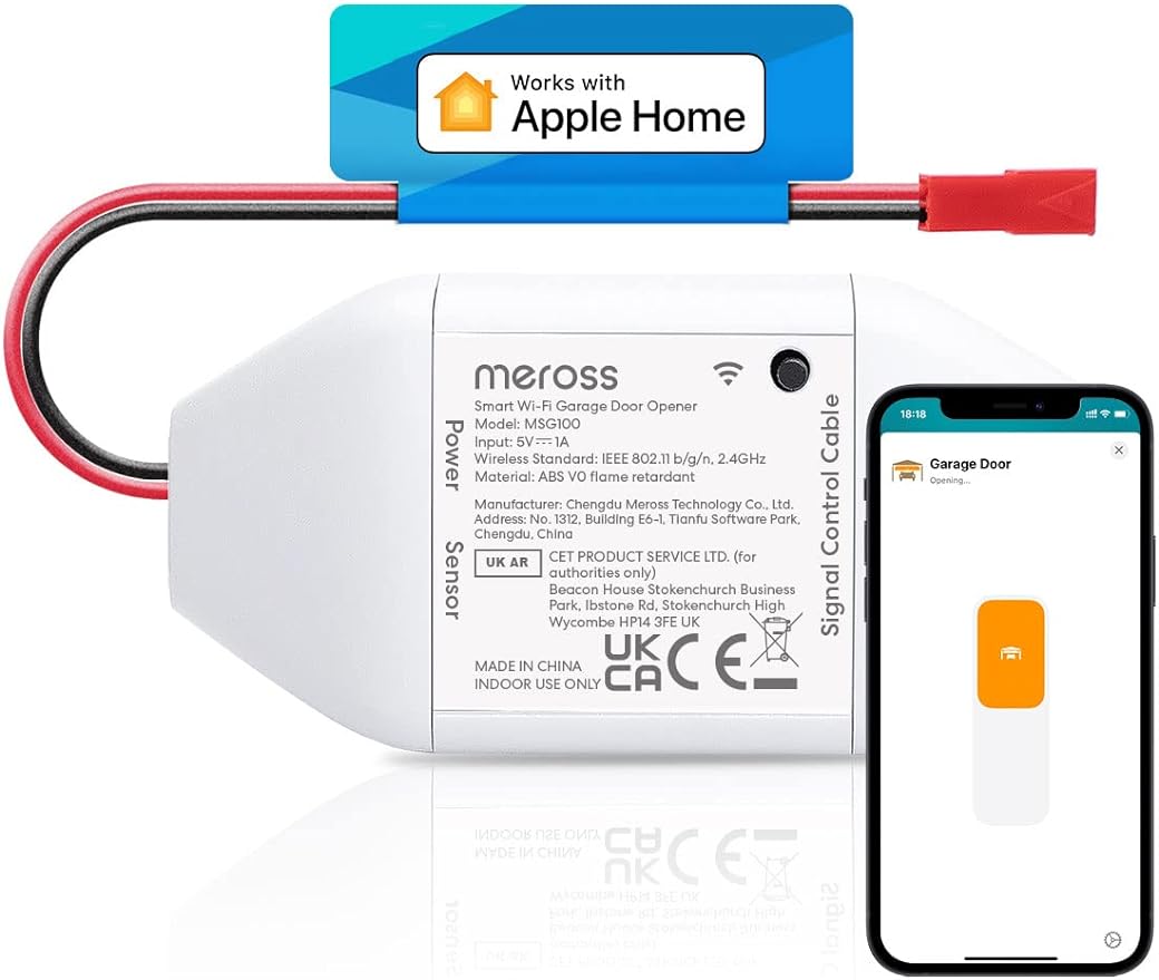 meross Smart Garage Door Opener, Voice/Remote Control, Compatible with Apple HomeKit, Amazon Alexa, Google Home, SmartThings, Add-On to Existing Garage Opener