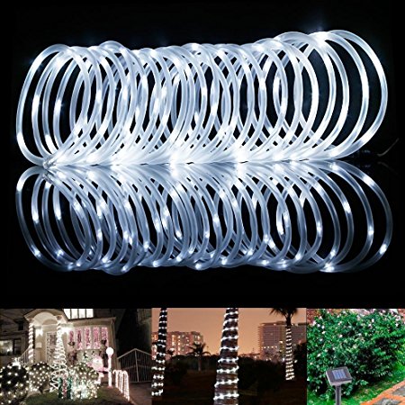 Findyouled 32.8ft 100 LED Solar Rope Lights, Waterproof Outdoor Rope Lights, Portable, LED String Light with Light Sensor, Ideal for Wedding, Party, Decorations, Gardens, Lawn