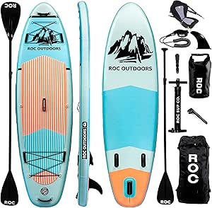 Roc Inflatable Stand Up Paddle Boards 10 ft 6 in with Premium SUP Paddle Board Accessories, Wide Stable Design, Non-Slip Comfort Deck for Youth & Adults