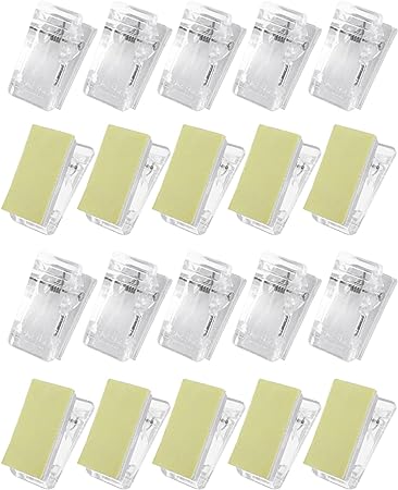 cobee Self-Adhesive Clips, 20 Pcs Tapestry Wall Hanging Clips, Plastic Wall Sticky Poster Photo Paper Hangers Spring Clips for Home Office Applications