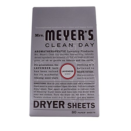 Mrs. Meyer's Clean Day Dryer Sheets, Lavender, 80 Count