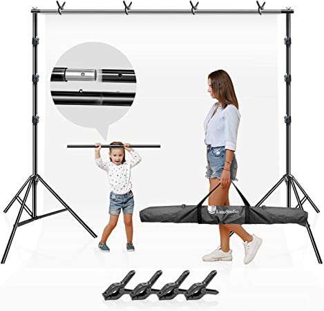 LimoStudio 10 x 9.4 ft. Dimension Frame Muslin Backdrop Stands, Stronger Sturdier Background Support System with Photo Spring Clamp and Carry Case Bag, AGG3012