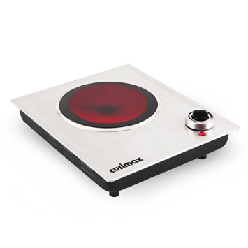 Cusimax CMIP-C120 1200W Single Burner, Portable Ceramic Infrared Cooktop (Large,Stainless Steel)