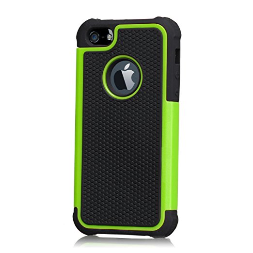32nd Shockproof Heavy Duty Dual Protection Case Cover For Apple iPhone 5S 5 SE - Green