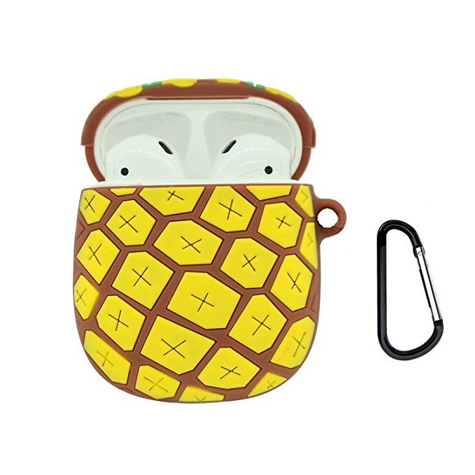 Awin Case for Airpods Case,AirPods 2 Case,Airpods Accessories,Airpods Skin,3D Cute Cartoon Pineapple Silicone Girls Kids Protective Case Compatible for Airpods 1 & 2 Charging Case (Pineapple)