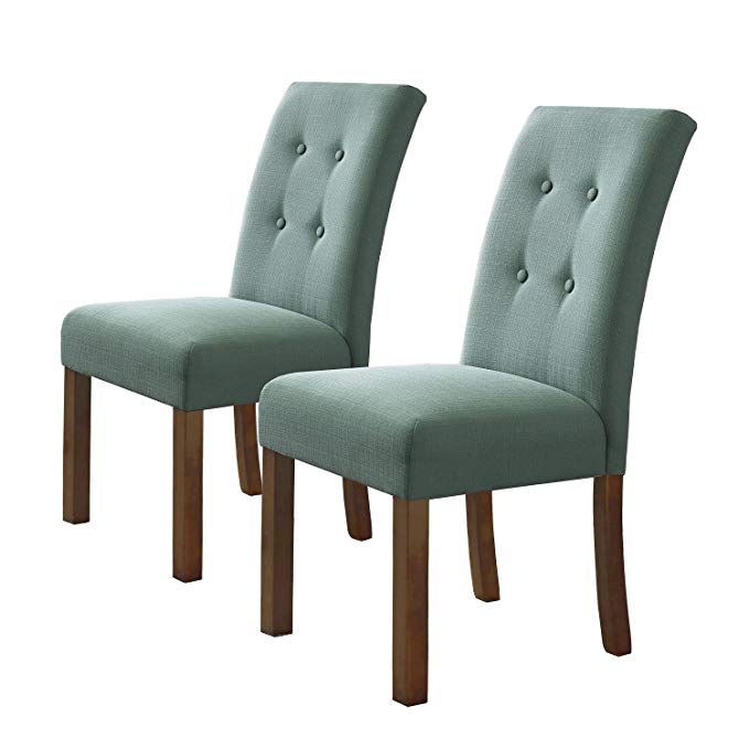 HomePop K6378-F1374 Parsons Classic Buttontufted Chair Dining Room Tables, Set of 2, Aqua