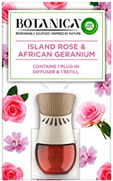Botanica by Air Wick Air Freshener Electrical Plug-In Diffuser Kit and Island Rose and African Geranium Refill 19 ml