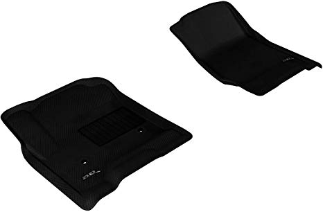 3D MAXpider Front Row Custom Fit All-Weather Floor Mat for Select Chevrolet Equinox/GMC Terrain Models - Kagu Rubber (Black)