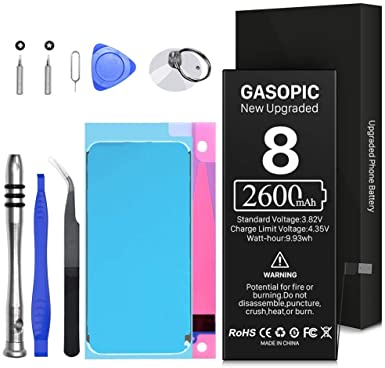 Battery for iPhone 8, [2600mAh] [Upgraded] High-Capacity Replacement Battery for A1863, A1905, A1906. New 0 Cycle Replacement Battery with Repair Tool Kit