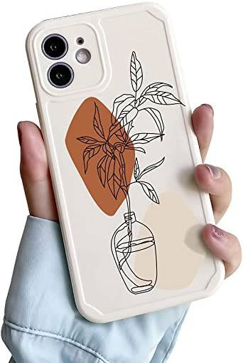 Ownest Compatible with iPhone 11 Case,Fashion Abstract Face Pattern Design Vintage Art Line for Women Girls Soft TPU Anti-Scratch Protective Cases for iPhone 11-Vase White