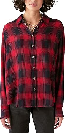 Lucky Brand Women's Cloud Plaid Boyfriend Shirt