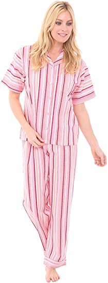 Alexander Del Rossa Women's Lightweight Button Down Pajama Set, Short Sleeved Printed Cotton Pjs