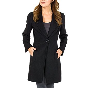 Alpine Swiss Stella Women's Wool Single Button 7/8 Length Overcoat