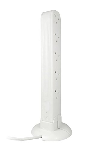 Masterplug SRGTOW101-MP Indoor 10-Gang Power Tower Surge-Protected Socket with 1 m Extension Lead - White