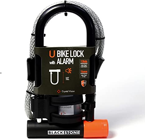 Blackstone Anti-Theft 130 db Alarm U-Lock Heavy Duty w/ Security Cable (Alarm U-Lock w/ Cable)