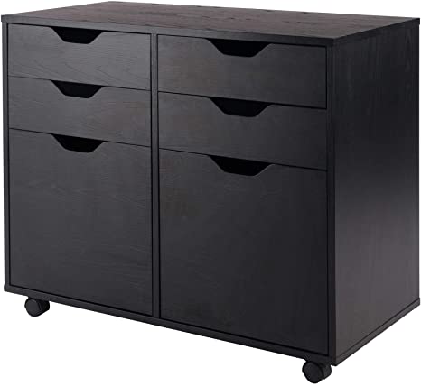 Winsome Wood Contemporary Home Office Halifax 2 Section Mobile Storage Cabinet, Black