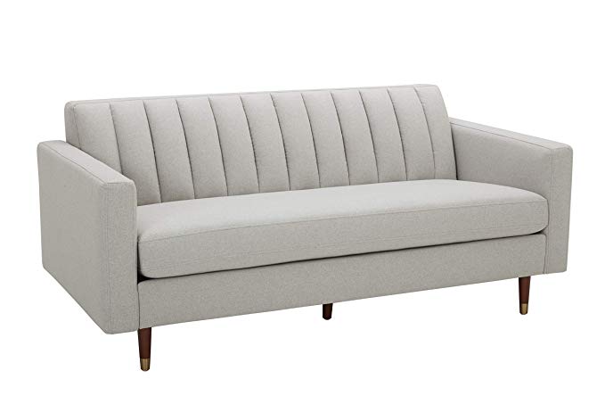 Rivet Damien Mid-Century Modern Channel-Backed Loveseat Sofa, 75"W, Felt Grey