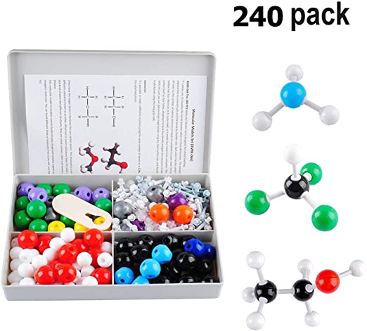 Organic Chemistry Model,Molecule Modeling Kit Set with Atom,Bonds and Instructional Guide,240Pcs Basic Biochemistry General & Organic Chemistry Educational Molecule Set,Science Toys for Teaching Molecules Molecule Set Science Toys for Teaching Molecules