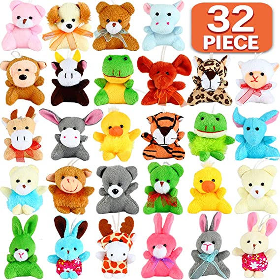 Nasidear 32 Pack Mini Animal Plush Toy Party Favors,Small Plush Stuffed Animals for Birthday,Theme Party,Easter Basket Stuffers Fillers,Christmas,Classroom Prize,Kids Valentine Gift