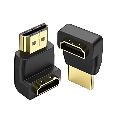 HDMI Right Angle Adapter, 90 and 270 HDMI Male to Female Converter, Support 3D/4K/ 1080P HDMI Connector for HDTV/Computer/Camera/Projector/Chromecast/Xbox/PS4