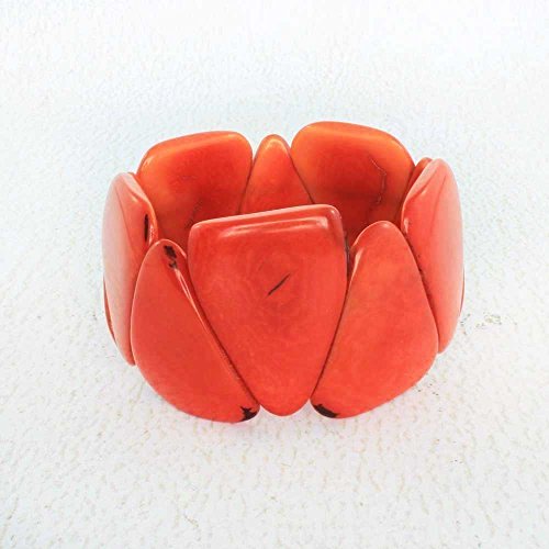 Chunky Orange Bracelet made of Tagua Nut, Fair Trade Eco Friendly Handmade Jewelry