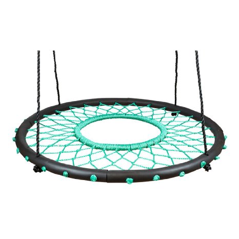 Tree Swing - Tarzan Tire 40quot Net Swing Green - Tire Swing Safe and Durable Swing with Friends Easy Install for Swing Set or Tree Nylon Rope with Padded Steel Frame