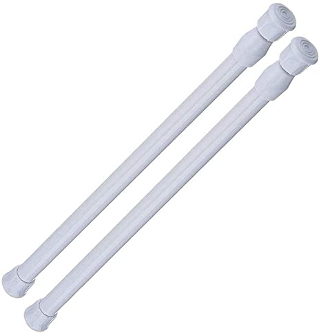 AIZESI 2 Pcs Tension Rod 16 to 28 Inch White Spring Rod Small Curtain Rods Short Tension Rod for DIY Projects Cupboard Wardrobe Window