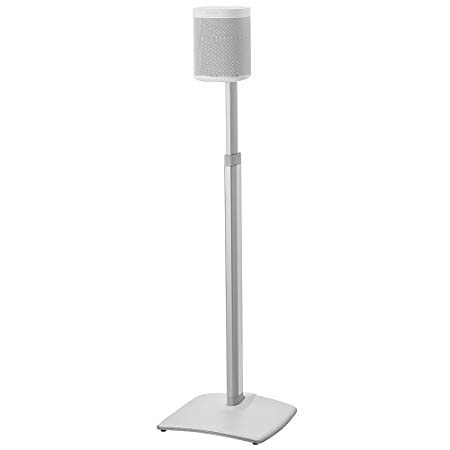 Sanus Adjustable Height Wireless Speaker Stands Designed for SONOS ONE, Play:1, and Play:3 - Tool-Free Height Adjust Up to 16" with Built in Cable Management - Single White - WSSA1-W1