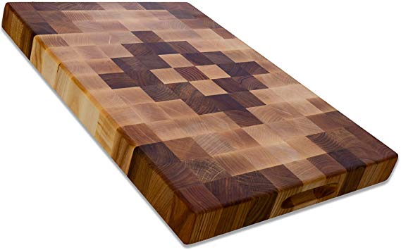 Large Wood cutting boards for kitchen - Wooden butcher block Cutting board End grain cutting boards with feet Heavy duty Wooden chopping bloks 20x14 inch