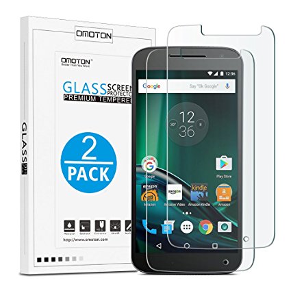 OMOTON Moto G4 Play / Moto G Play 4th Generation Screen Protector [2 Pack] - [9H Hardness] [Crystal Clear] [Bubble Free] Tempered Glass Screen Protector for Motorola Moto G Play (4th Gen.)