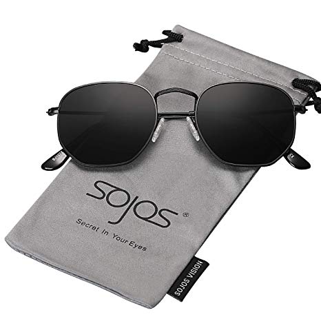 SOJOS Small Square Polarized Sunglasses for Men and Women Polygon Mirrored Lens SJ1072