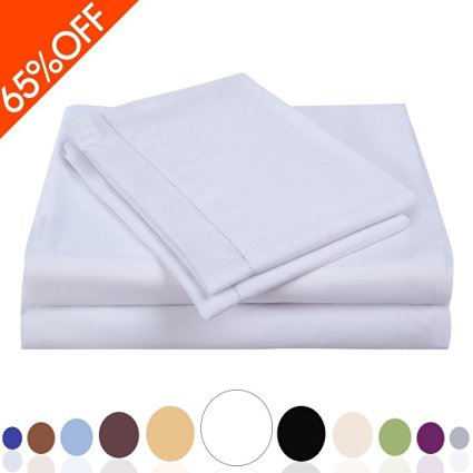 Balichun Luxurious Bed Sheet Set-Highest Quality Hypoallergenic Microfiber 1800 Bedding Super Soft 4-Piece Sheets with 18" Deep Pocket Fitted Sheet Twin/Full/Queen/King/Cal King Size (Queen, White)