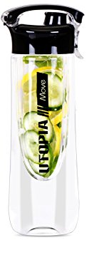 Fruit Infuser Water Bottle - Leak Proof Durable Tritan Body - BPA-Free - with Infuser Basket and Cap - by Utopia Home