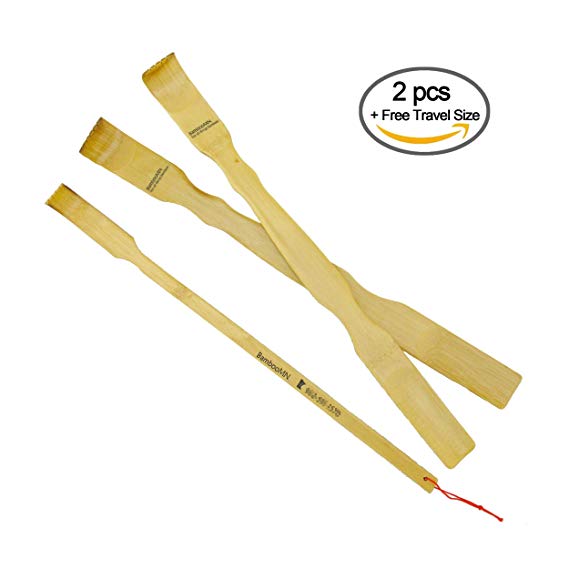 2 - 17.5" Combination Bamboo Back Scratcher Shoe Horn Backscratcher Shoehorn