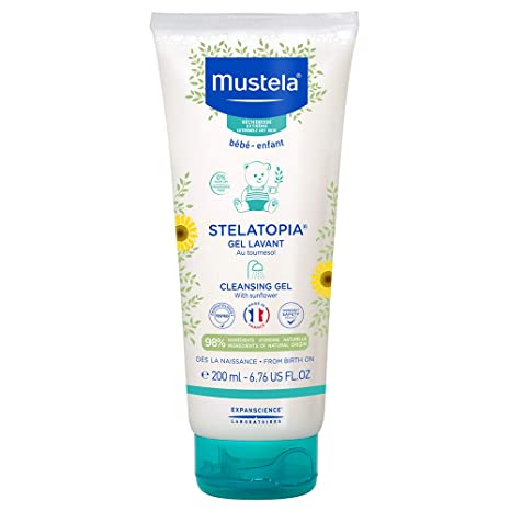 Mustela Stelatopia Cleansing Cream, Baby Wash, for Eczema-Prone Skin, Tear-Free, with Natural Avocado Perseose, Fragrance-Free, 6.7 Ounce