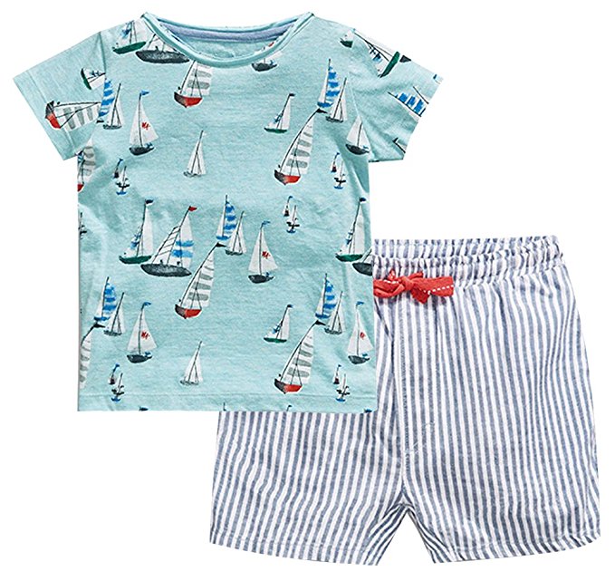 Fiream Boys Cotton Clothing Sets Summer Shortsleeve t-Shirts and Shorts 2 Pieces Clothing Sets