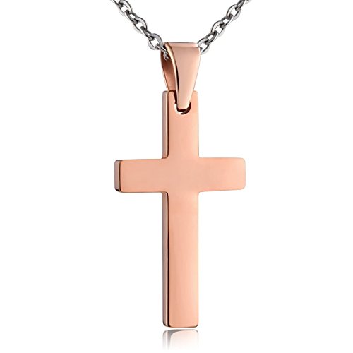 Aienid Stainless Steel Cross Pendant Chain Necklace for Men Women