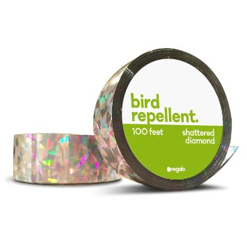 Bird Repellent Reflective Scare Tape, Holographic Ribbon Scare Repel Birds Away,100ft Double-sided - Flash Tape with Enhanced Shattered Diamond Pattern, Scare Ribbon to Deter Crows Ducks Geese Pigeons