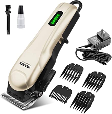 Dog Clippers for Grooming for Thick Coats Low Noise Rechargeable Cordless Pet Hair Grooming Clippers, Professional Dog Grooming Kit Dog Trimmer Shaver for Small Large Dogs Cats Pets (Golden)